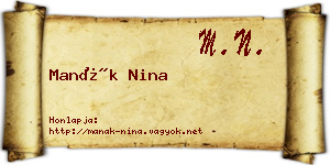 Manák Nina névjegykártya